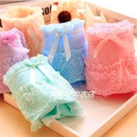 2-4条全棉内裤糖果色蕾丝边蝴蝶结少女女士中低腰内裤纯棉