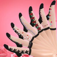 5双装中筒女水晶丝袜玻璃丝袜水晶袜女防滑棉底丝袜女防勾丝女士