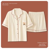 睡衣女夏季纯棉质短袖短裤韩版2021年新款可外穿家居服套装胖mm夏
