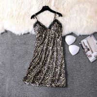 2020年夏季新款吊带睡衣裙带胸垫豹纹性感聚拢睡衣女睡裙家居服