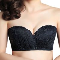 大码无肩带聚拢薄款文胸硅胶防滑上托性感一字美背露肩内衣加大号