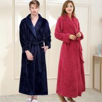 拉链法兰绒睡袍女秋冬长款男浴袍大码加厚保暖情侣珊瑚绒睡衣睡裙
