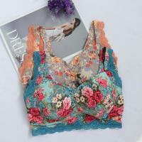 新款峰度无钢圈文胸炫彩碎花蕾丝竹炭纤维背心舒适养护内衣女6112