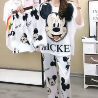 睡衣女夏季短袖短裤冰丝薄款丝绸女士大码宽松春夏家居服套装夏天