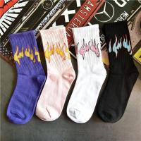 ins复古火焰袜子女韩版潮流秋冬纯棉中筒街头欧美运动袜嘻哈百搭