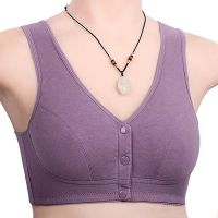 文胸无钢圈内衣聚拢防下垂侧漏哺乳期前开扣背心式中老年妈妈胸罩