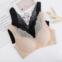 真丝内衣女宽肩带蕾丝文胸性感调整型胸罩收副乳聚拢无钢圈文胸女