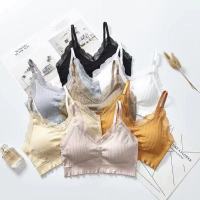 春夏美背裹胸吊带背心抹胸聚拢螺纹带胸垫运动内衣女文胸打底哺乳