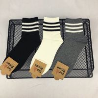条纹三条杠简约棉袜学院风中筒袜子女ins潮日系春秋冬韩版短袜女