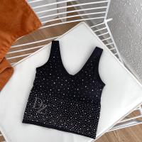 背心新品女外穿内穿潮流彩钻镶钻性感舞蹈瑜伽一体式带垫无钢圈聚