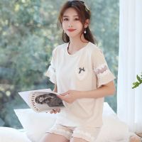 中国风夏天睡衣女纯棉薄款古风旗袍汉服套装短袖宽松公主风家居服|纯棉-20711 L[建议120-140斤]