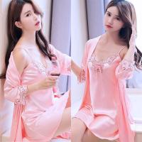 丝绸睡衣女士夏天吊带睡裙仿真丝性感睡袍长袖两件套装春秋季冰丝