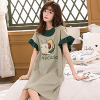 睡裙女夏韩版学生可爱公主少女卡通短袖中长款大码睡裙可外穿睡衣
