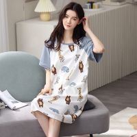 纯棉睡裙女夏季短袖宽松加大码孕妇睡衣裙薄款休闲学生家居服