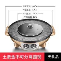 电烧烤炉家用电烤肉机法耐(FANAI)火锅烧烤烤涮一体锅鸳鸯无烟烤肉盘 42CM[不可分离土豪金圆锅]烤涮一体[无礼品]