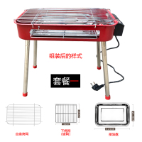 电碳两用韩式电烤炉法耐(FANAI)木炭烧烤炉 家用电烧烤炉 小号 直条烤网电碳两用小烤炉(魅力红)套装一(无烤盘)