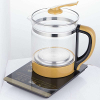 多功能养生壶法耐家用加厚玻璃电烧水壶花茶煮茶壶办公室一体壶 金黑色带底座电脑养生壶
