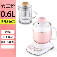 养生杯煮粥杯电热杯办公室法耐(FANAI)加热牛奶自动全便携多功能迷你小型 [双杯装]女王粉-0.6L+玻璃杯