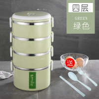 不锈钢饭盒保温分格5层1成人法耐(FANAI)可爱便当盒学生2日式3多层4餐盒 四层北欧绿[加高]送筷勺叉