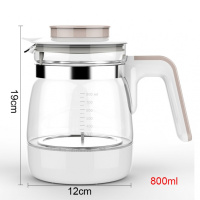 恒温调奶器法耐(FANAI)玻璃水壶配件鲁茜+小白熊0856/0857/5003 白色800ml通用单壶配件带不锈钢盖子