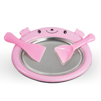 网红炒酸奶机法耐(FANAI)家用小型学生用免插电手动自制冰冻冰淇淋炒冰机 小熊款粉色送二把铲子