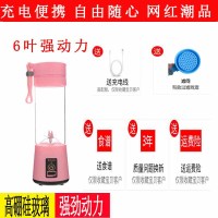 充电式便携榨汁杯电动迷你法耐(FANAI)学生炸果汁杯榨汁机家用料理多功能小型 粉色6叶刀头强劲动力款高鹏玻璃杯