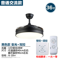 北欧吊扇灯风扇灯餐厅隐形纳丽雅(Naliya)扇简约客厅风扇吊灯卧室黑色电风扇灯 36寸黑色+变光-壁遥双控