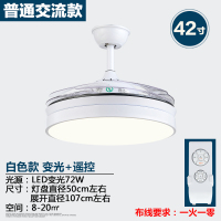 北欧吊扇灯风扇灯餐厅隐形纳丽雅(Naliya)扇简约客厅风扇吊灯卧室黑色电风扇灯 42寸白色+变光遥控