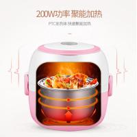 电热饭盒法耐(FANAI)双层可插电加热保温桶蒸煮便携式上班族 1人 咖啡色双层+袋子餐具