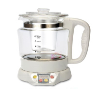 养生壶法耐(FANAI)加厚玻璃煮茶壶电热水壶分体多功能煎药壶2L 白色+玻璃炖盅(送3样赠品)