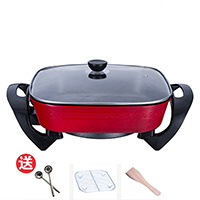 电炒锅多功能电热火锅电法耐(FANAI)锅家用电煮锅学生宿舍炒菜蒸煮烧烤一体锅 红色双管(加厚)送标准礼包