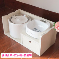 三代智能宠物饮水机猫猫时光旧巷狗狗自动循环不插电宠物饮水机 白3代水机+木质白色架含智能碗
