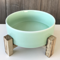 宠物陶瓷饮水机猫咪自动循环智时光旧巷能猫用喝水用品流动活水喂水器 绿色盆+木架.