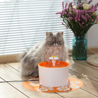宠物饮水机自动循环智能时光旧巷过滤喝水器狗狗活氧喷泉喂水器 猫咪用品 小花橙色(收藏加购送垫子)