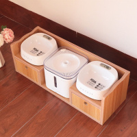 智能循环活氧时光旧巷饮水机猫咪狗犬喂水器 2代水机+木色双架+2个智能碗