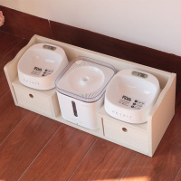 智能循环活氧时光旧巷饮水机猫咪狗犬喂水器 2代水机+白色双架+2个智能碗