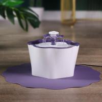 饮水机时光旧巷流动活水宠物用品水盆猫用狗狗喝水喂水器自 新型花朵智能饮水机-紫色(买一送3:小花喷泉+滤芯+防滑垫)