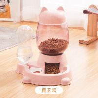 自动喂食器喂水二合一体时光旧巷狗狗喝饮水吃饭投食猫碗粮盆宠物用品 樱花粉-喂食饮水一体