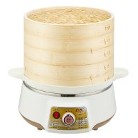 电蒸笼蒸馒头电蒸锅大容量法耐(FANAI)多功能自动断电蒸鱼器家用蒸汽锅 两层30CM竹电蒸锅(保温款)