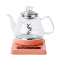 养生壶全自动家用多功能法耐(FANAI耐高温玻璃煮茶器办公室电热烧水壶花茶壶 1.2L粉色按键版(无滤网)