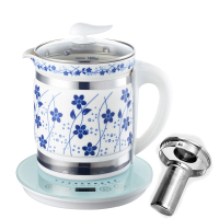 多功能玻璃养生壶加厚 法耐(FANAI)全自动烧水壶花茶黑茶煮茶器壶 1.8升陶瓷细青花+滤网