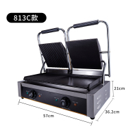 电热压板扒炉商用帕尼尼机双面纳丽雅(Naliya)煎牛排机牛扒炉煎三明治机烤鸭肠机 813C左全纹路右全平板