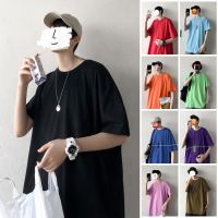 夏季纯色圆领短袖T恤男韩版宽松潮流百搭情侣打底衫（95件起售）