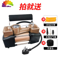 舒适主义220V家用双缸电动充气泵汽车轮胎篮球气柱袋打气筒游泳圈打气机 220v金色双缸家用充气泵