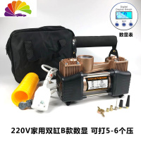 舒适主义汽车充气泵220v家用车载两用大功率高压打气泵12v轮胎电动加气筒 220v双缸B款数显表标准版(可打5-6个压