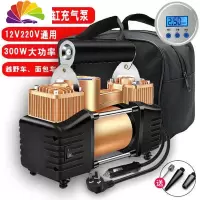 舒适主义车载充气泵双缸高压[12V220V]便携式汽车轮胎打气泵篮球打气筒 双缸金色属泵数显款[车家两用]
