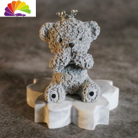 舒适主义ins石膏扩香石车载香水香薰汽车内香水用品小熊摆件结婚礼伴手礼 不说熊-灰(花瓣底)