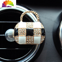 舒适主义创意车内空调出风口香水 卡通可爱镶钻汽车风口香水夹 车载装饰品 黑格包车用香水