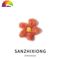 舒适主义创意车载香水毛线小花汽车空调出风口香水夹车内装饰品车香薰淡香 毛线小花出风口香水-橘色