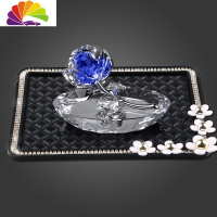 舒适主义玛莎拉蒂奔驰宝马汽车香水座摆件车载水晶玫瑰香水创意香薰女 蓝玫瑰+小雏菊钻防滑垫车用香水